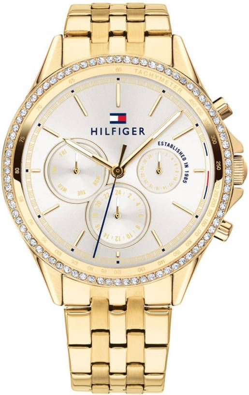 Tommy Hilfiger Horloge met zirkonia's en zilverkleurige wijzerplaat goud -  Yulook.be